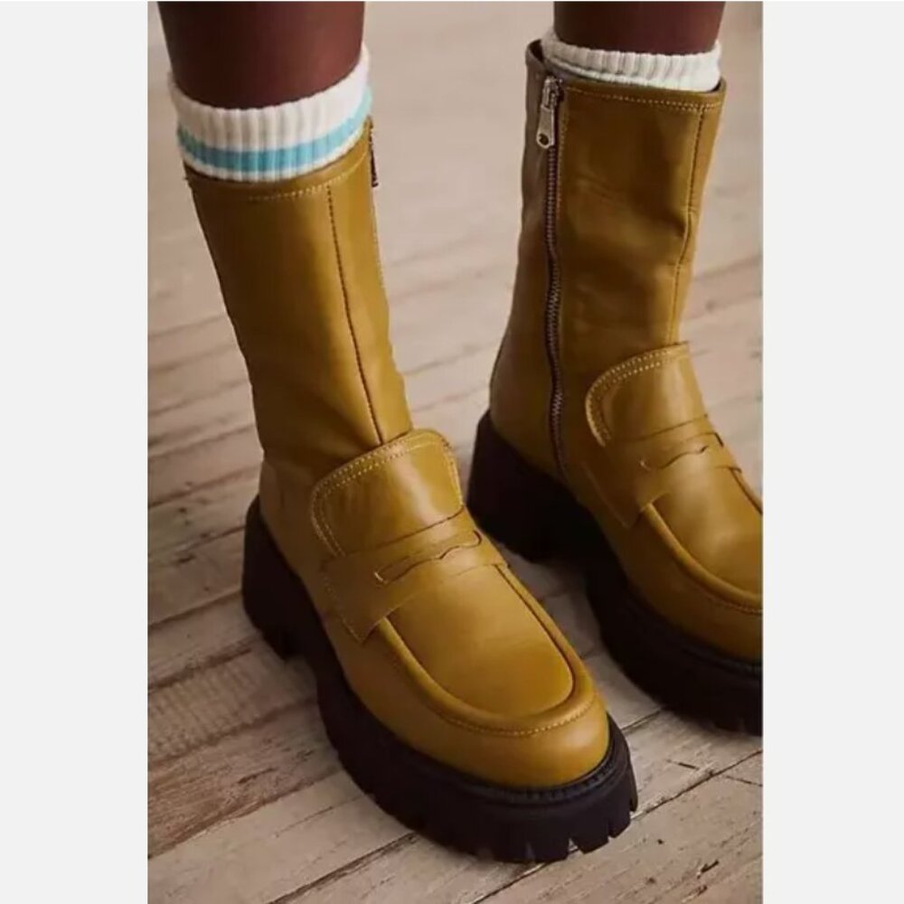 New Free People Madison Loafer Boots Size 7 MSRP: $298 Leather